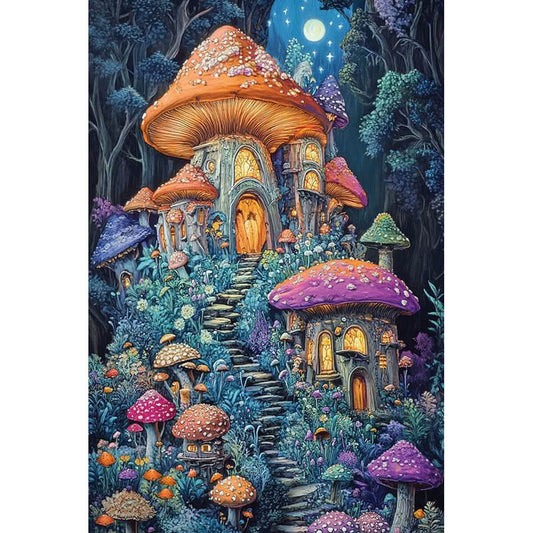 1000-Piece Premium Wooden Jigsaw Puzzle for Adults – Magical Mushroom | Artisan Crafted, Whimsical Shapes & Unique Designs, Best Relaxation Gift