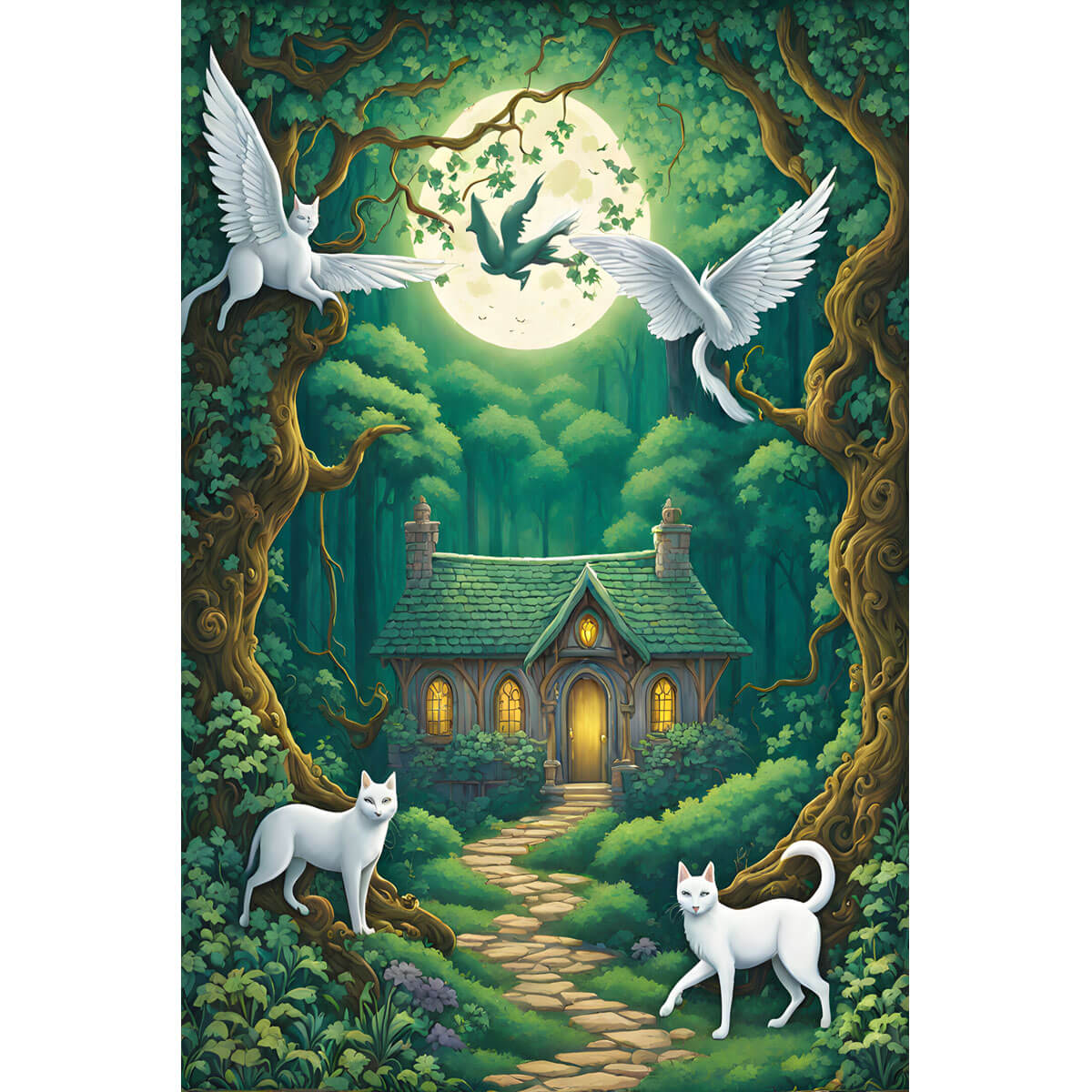 Wooden Jigsaw Puzzle 1000 Piece - House in an Enchanted Forest