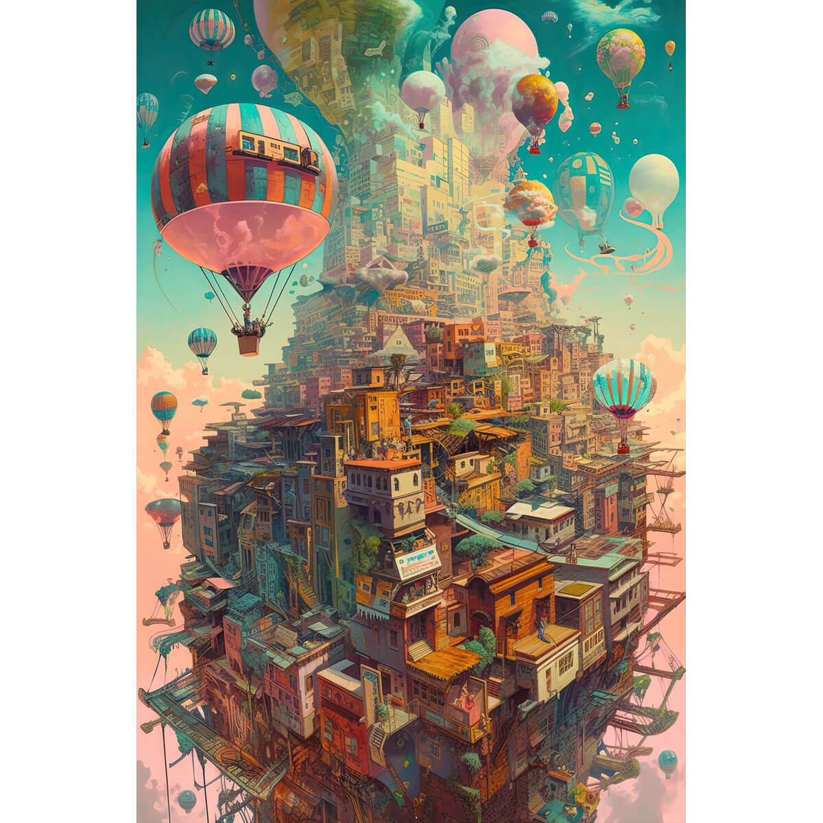 1000-Piece Premium Wooden Jigsaw Puzzle for Adults – Metropolis of Dreams | Artisan Crafted, Whimsical Shapes & Unique Designs, Best Relaxation Gift