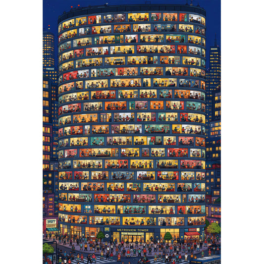 1000-Piece Premium Wooden Jigsaw Puzzle for Adults – Metroview Tower Madness | Artisan Crafted, Whimsical Shapes & Unique Designs, Best Relaxation Gift