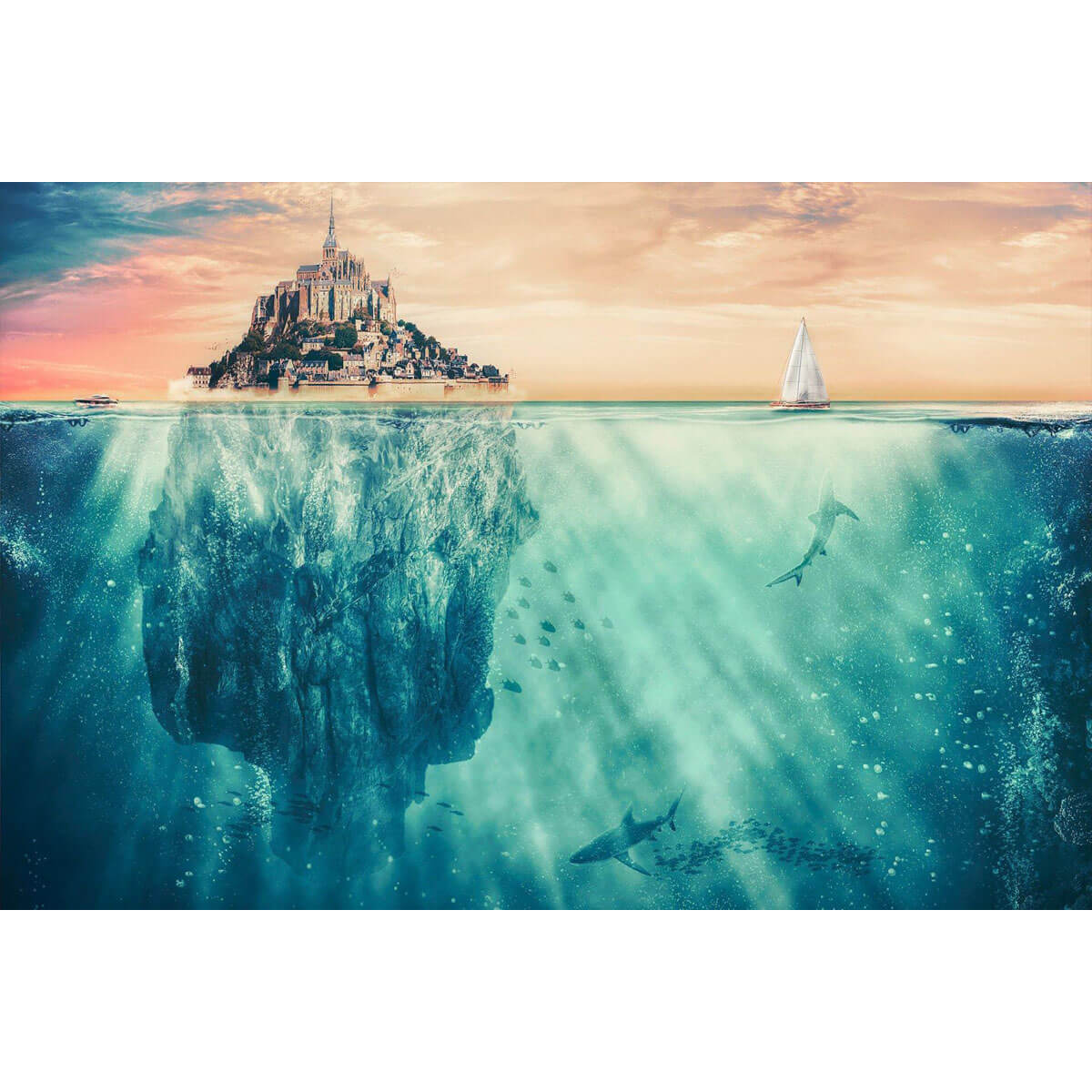 1000-Piece Premium Wooden Jigsaw Puzzle for Adults – Mont Saint Michel Underwater | Artisan Crafted, Whimsical Shapes & Unique Designs, Best Relaxation Gift