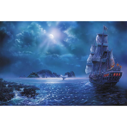 1000-Piece Premium Wooden Jigsaw Puzzle for Adults – Moonlight Sailing Ship | Artisan Crafted, Whimsical Shapes & Unique Designs, Best Relaxation Gift