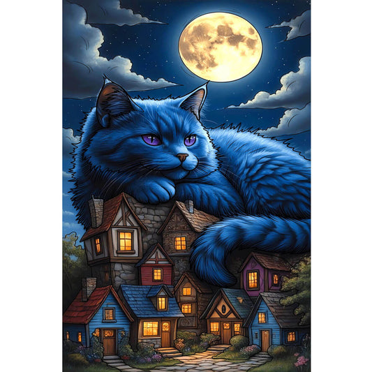Wooden Jigsaw Puzzle 1000 Piece - Moonlit Blue Cat