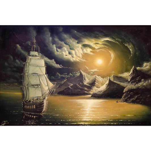 1000-Piece Premium Wooden Jigsaw Puzzle for Adults – Moonlit Mountain Ship | Artisan Crafted, Whimsical Shapes & Unique Designs, Best Relaxation Gift