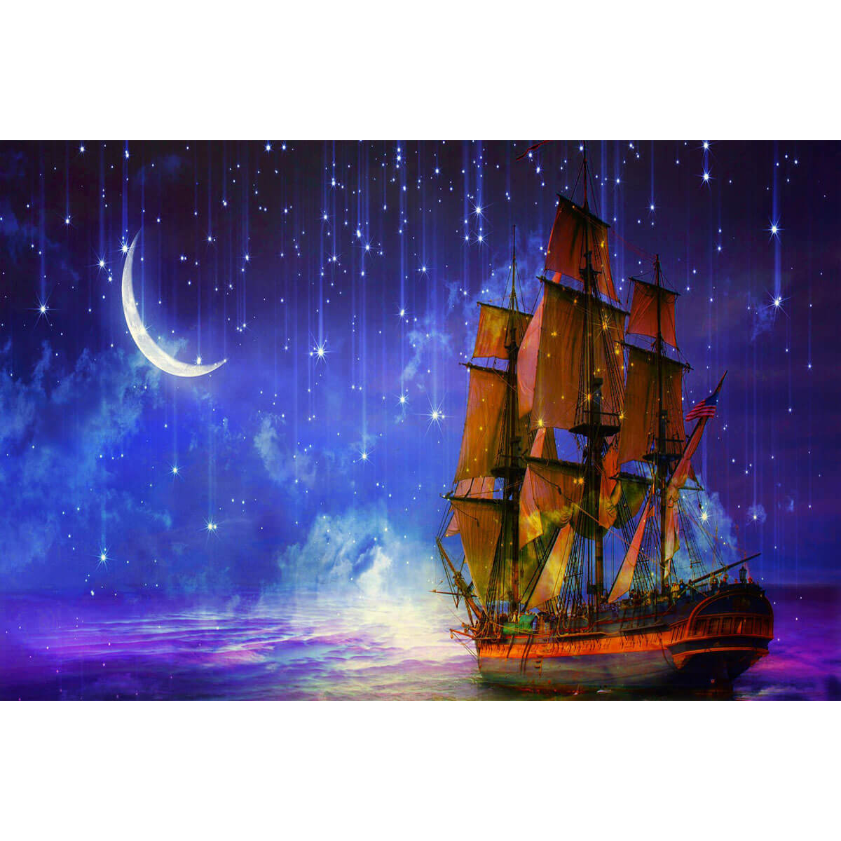 1000-Piece Premium Wooden Jigsaw Puzzle for Adults – Moonlit Starship Voyage | Artisan Crafted, Whimsical Shapes & Unique Designs, Best Relaxation Gift