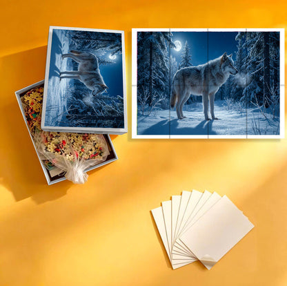 1000-Piece Premium Wooden Jigsaw Puzzle for Adults – Moonlit Wolf Wilderness | Artisan Crafted, Whimsical Shapes & Unique Designs, Best Relaxation Gift