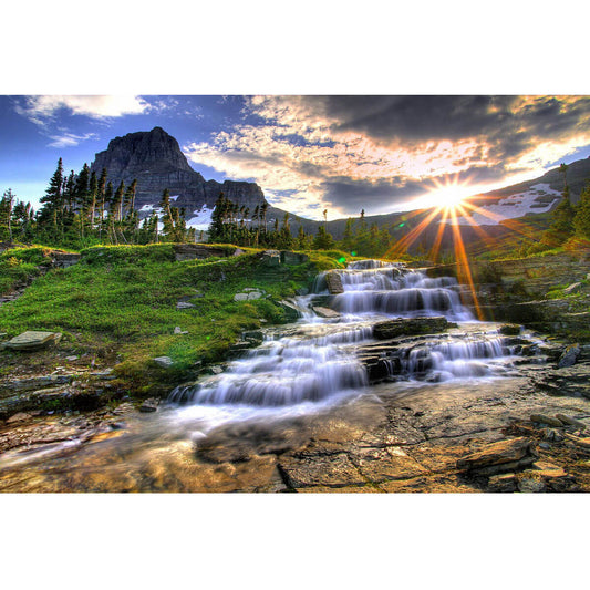 Wooden Jigsaw Puzzle 1000 Piece - Mountain Sunrise Waterfall