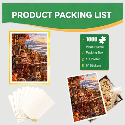 1000-Piece Premium Wooden Jigsaw Puzzle for Adults – Mountain Tea House Delight | Artisan Crafted, Whimsical Shapes & Unique Designs, Best Relaxation Gift