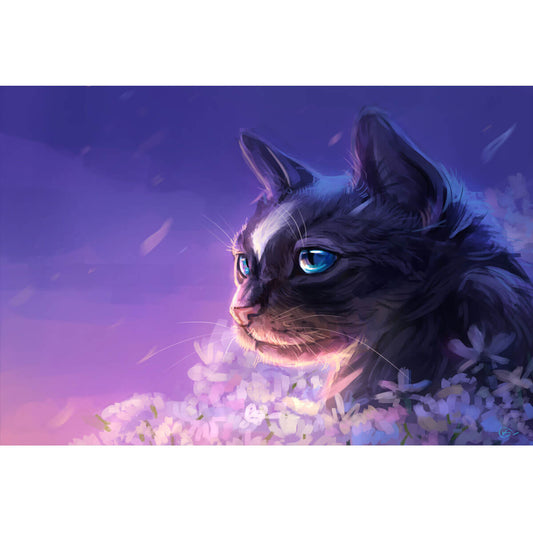 Wooden Jigsaw Puzzle 1000 Piece - Mystic Blue-Eyed Cat in a Purple