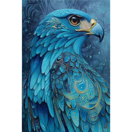 1000-Piece Premium Wooden Jigsaw Puzzle for Adults – Mystic Blue Tribal Eagle| Artisan Crafted, Whimsical Shapes & Unique Designs, Best Relaxation Gift