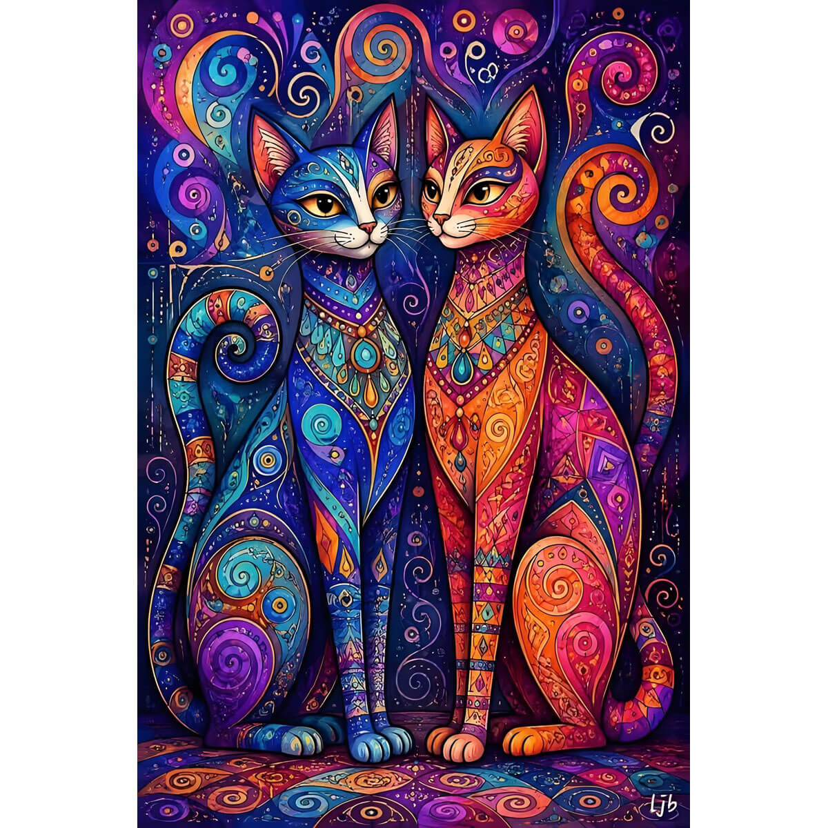 1000-Piece Premium Wooden Jigsaw Puzzle for Adults – Mystical Colorful Cats Fantasy | Artisan Crafted, Whimsical Shapes & Unique Designs, Best Relaxation Gift