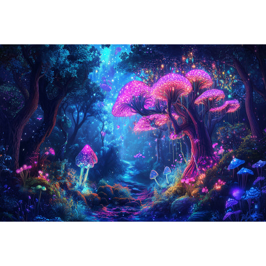 1000-Piece Premium Wooden Jigsaw Puzzle for Adults – Neon Fairy Forest | Artisan Crafted, Whimsical Shapes & Unique Designs, Best Relaxation Gift