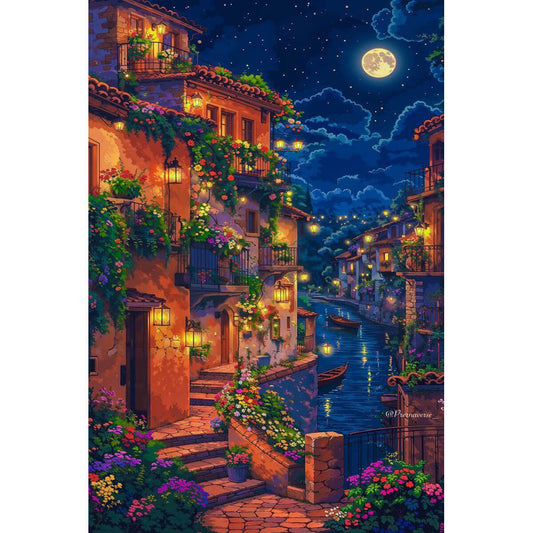 1000-Piece Premium Wooden Jigsaw Puzzle for Adults – Night Canal | Artisan Crafted, Whimsical Shapes & Unique Designs, Best Relaxation Gift