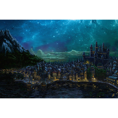 1000-Piece Premium Wooden Jigsaw Puzzle for Adults – Night Harbor Town | Artisan Crafted, Whimsical Shapes & Unique Designs, Best Relaxation Gift