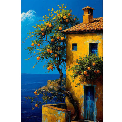 Wooden Jigsaw Puzzle 1000 Piece - Oil Painting-Cottage by the Coast