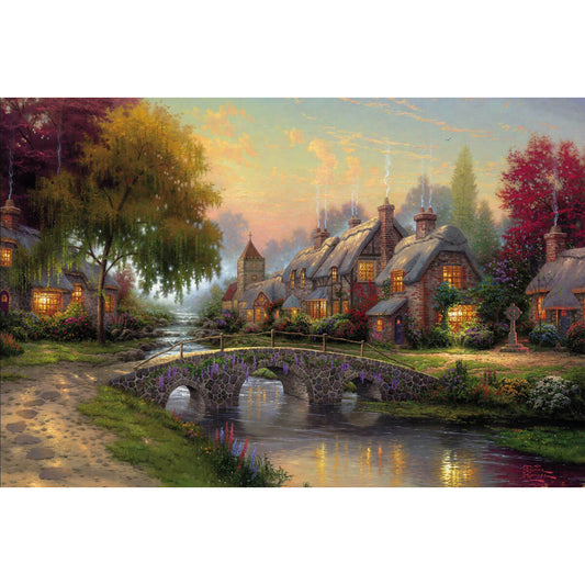 1000-Piece Premium Wooden Jigsaw Puzzle for Adults – Oil Painting - Countryside Village | Artisan Crafted, Whimsical Shapes & Unique Designs, Best Relaxation Gift