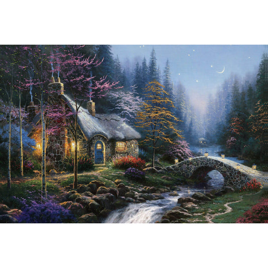 1000-Piece Premium Wooden Jigsaw Puzzle for Adults – Oil Painting - Moonlit Cottage | Artisan Crafted, Whimsical Shapes & Unique Designs, Best Relaxation Gift