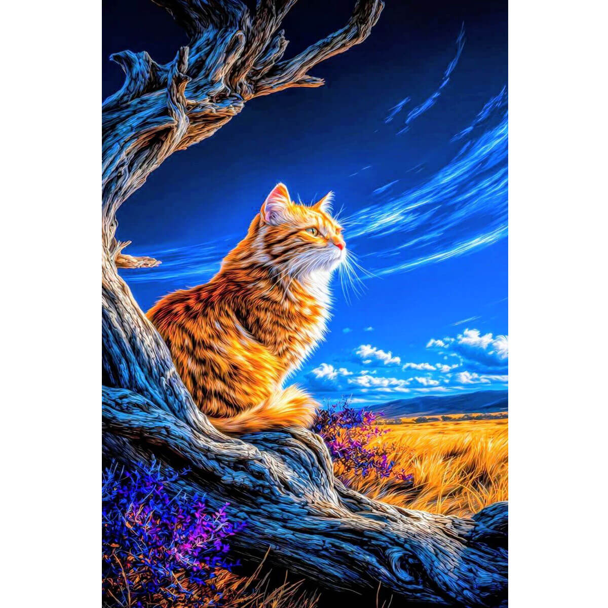 Wooden Jigsaw Puzzle 1000 Piece - Orange Cat Under Starry Sky