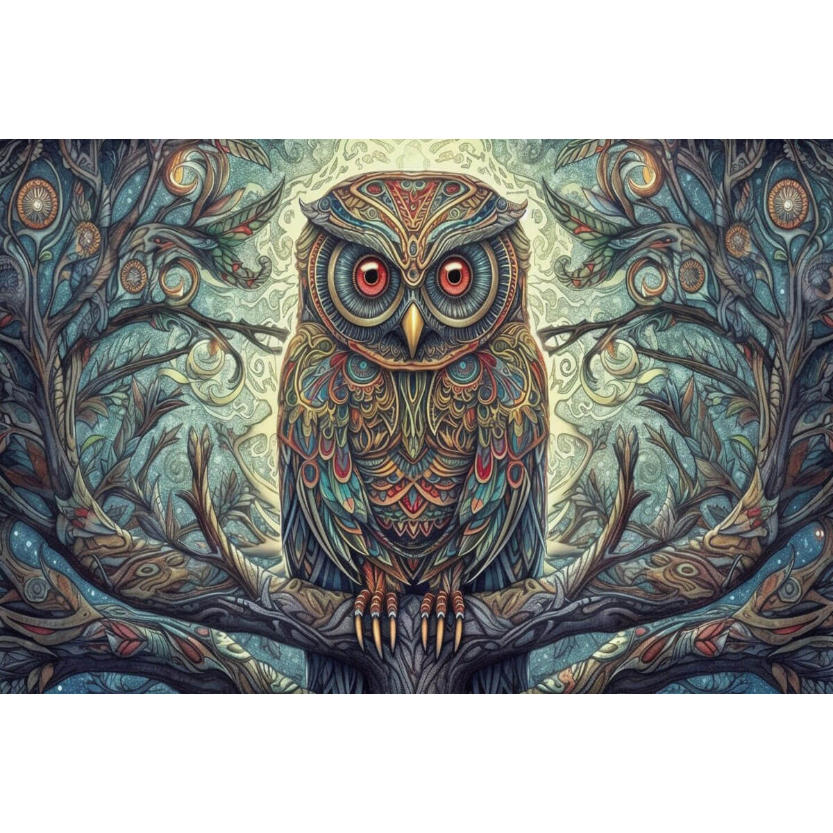 1000-Piece Premium Wooden Jigsaw Puzzle for Adults – Ornate Pattern Owl | Artisan Crafted, Whimsical Shapes & Unique Designs, Best Relaxation Gift