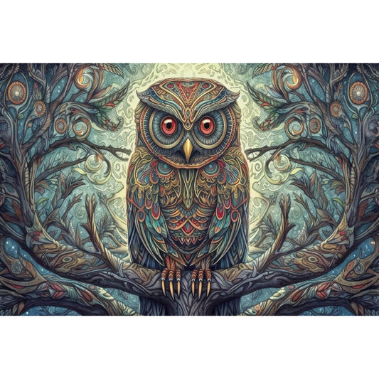 1000-Piece Premium Wooden Jigsaw Puzzle for Adults – Ornate Pattern Owl | Artisan Crafted, Whimsical Shapes & Unique Designs, Best Relaxation Gift