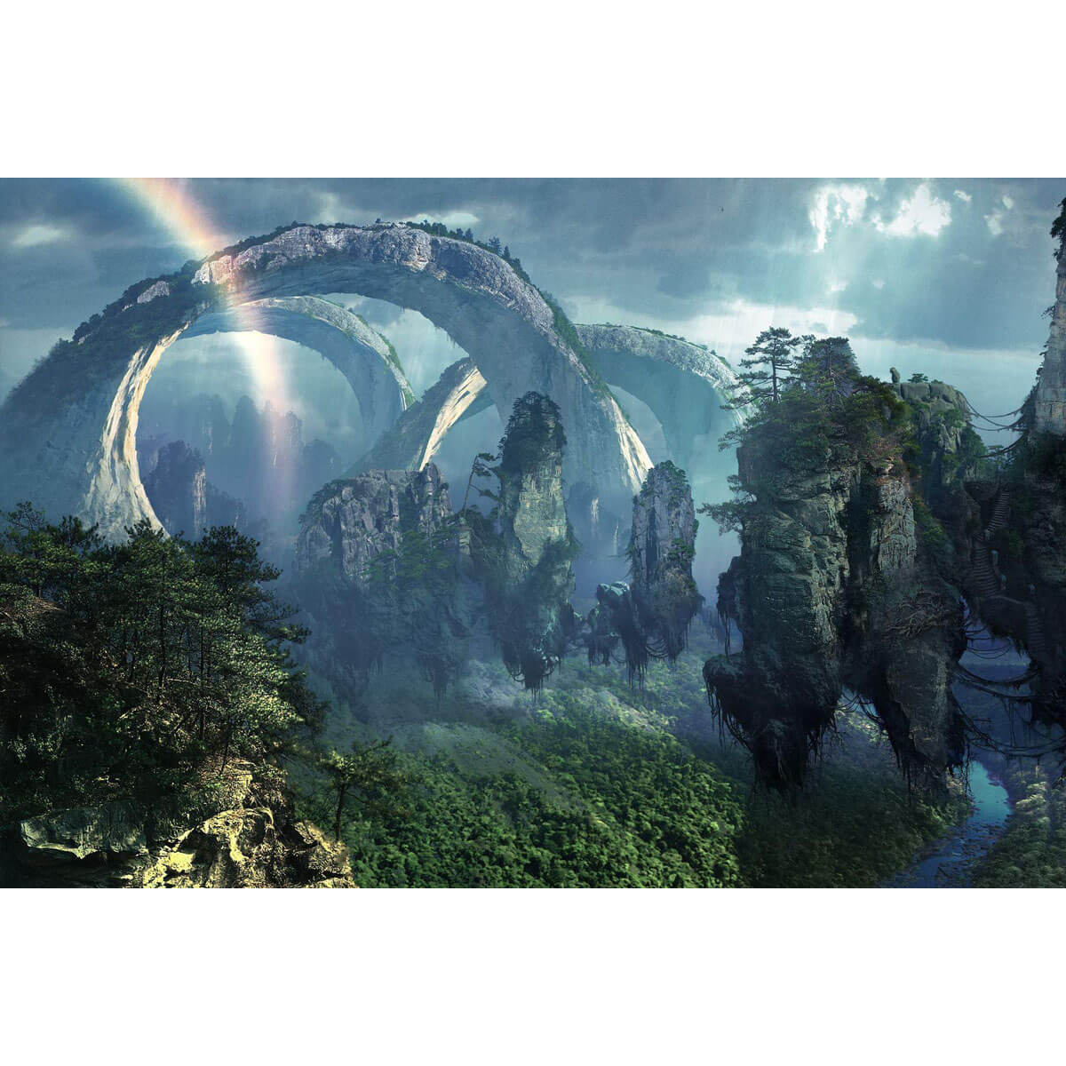 1000-Piece Premium Wooden Jigsaw Puzzle for Adults – Pandora Floating Mountains | Artisan Crafted, Whimsical Shapes & Unique Designs, Best Relaxation Gift