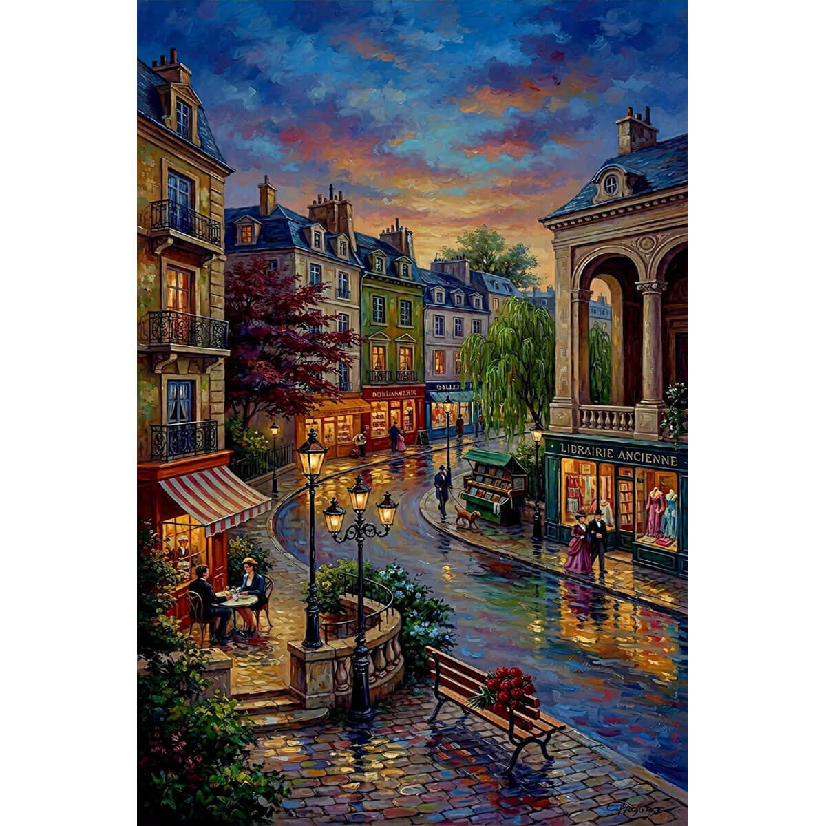 1000-Piece Premium Wooden Jigsaw Puzzle for Adults – Paris Evening Street | Artisan Crafted, Whimsical Shapes & Unique Designs, Best Relaxation Gift