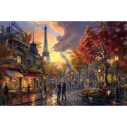 1000-Piece Premium Wooden Jigsaw Puzzle for Adults – Parisian Evening Walk | Artisan Crafted, Whimsical Shapes & Unique Designs, Best Relaxation Gift