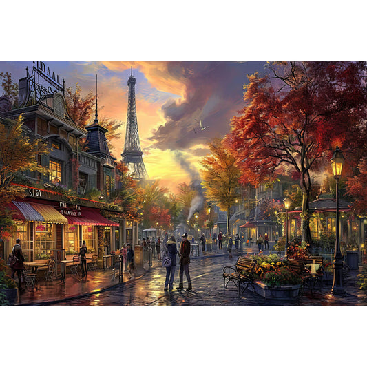 1000-Piece Premium Wooden Jigsaw Puzzle for Adults – Parisian Evening Walk | Artisan Crafted, Whimsical Shapes & Unique Designs, Best Relaxation Gift
