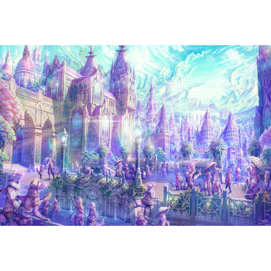 1000-Piece Premium Wooden Jigsaw Puzzle for Adults – Pastel Fantasy City | Artisan Crafted, Whimsical Shapes & Unique Designs, Best Relaxation Gift