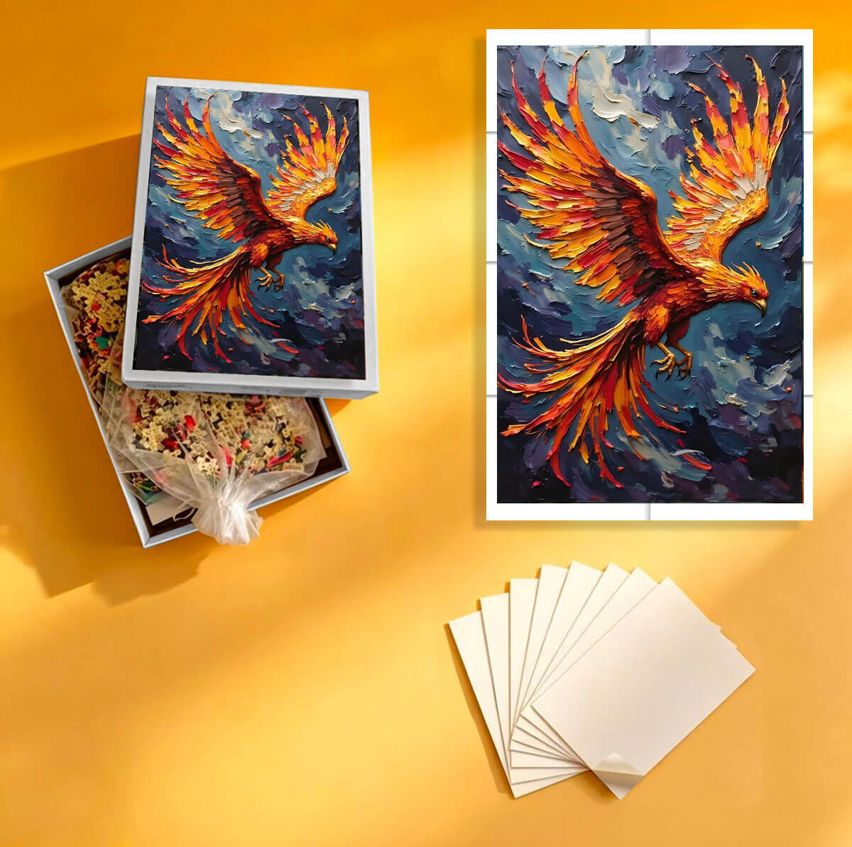1000-Piece Premium Wooden Jigsaw Puzzle for Adults – Phoenix Rising Fantasy Bird | Artisan Crafted, Whimsical Shapes & Unique Designs, Best Relaxation Gift