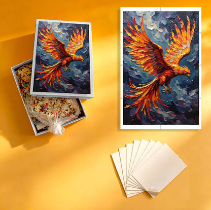 1000-Piece Premium Wooden Jigsaw Puzzle for Adults – Phoenix Rising Fantasy Bird | Artisan Crafted, Whimsical Shapes & Unique Designs, Best Relaxation Gift