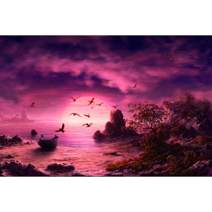 1000-Piece Premium Wooden Jigsaw Puzzle for Adults – Pink Sunset Beach | Artisan Crafted, Whimsical Shapes & Unique Designs, Best Relaxation Gift
