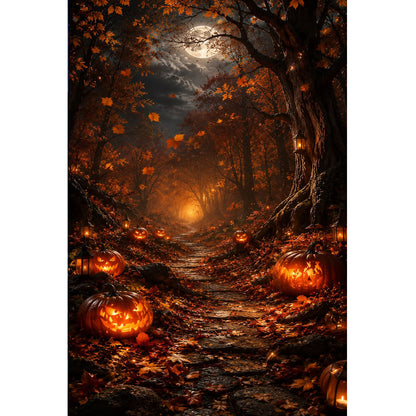 1000-Piece Premium Wooden Jigsaw Puzzle for Adults – Pumpkin Forest Path| Artisan Crafted, Whimsical Shapes & Unique Designs, Best Relaxation Gift