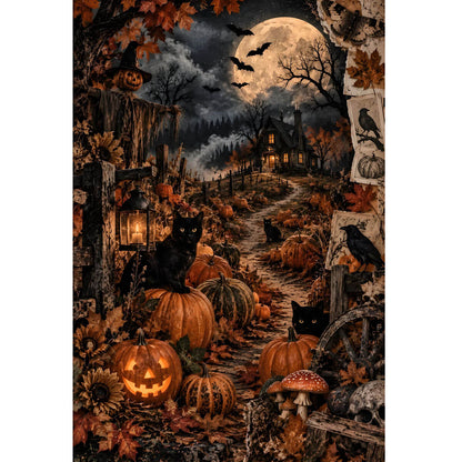 1000-Piece Premium Wooden Jigsaw Puzzle for Adults –Pumpkin Path to the Haunted House | Artisan Crafted, Whimsical Shapes & Unique Designs, Best Relaxation Gift