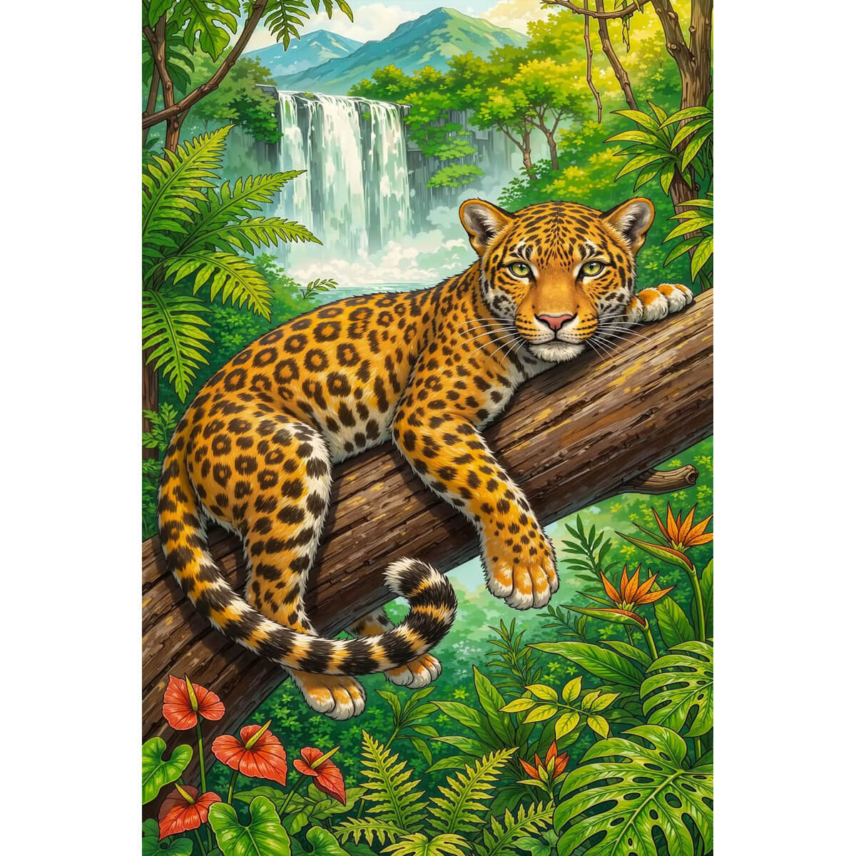 1000-Piece Premium Wooden Jigsaw Puzzle for Adults – Rainforest Tree Leopard | Artisan Crafted, Whimsical Shapes & Unique Designs, Best Relaxation Gift
