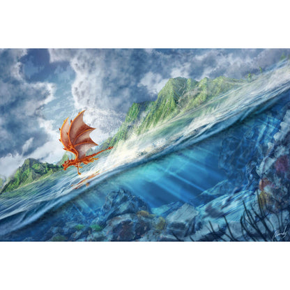 1000-Piece Premium Wooden Jigsaw Puzzle for Adults – Red Dragon Surfing | Artisan Crafted, Whimsical Shapes & Unique Designs, Best Relaxation Gift