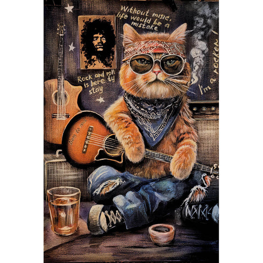 Wooden Jigsaw Puzzle 1000 Piece - Rocker Cat