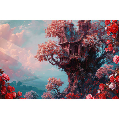 1000-Piece Premium Wooden Jigsaw Puzzle for Adults – Rose Blossom Treehouse | Artisan Crafted, Whimsical Shapes & Unique Designs, Best Relaxation Gift