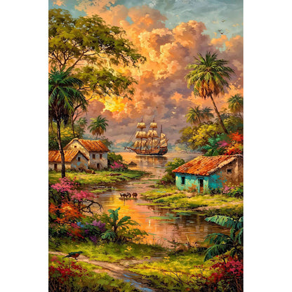 1000-Piece Premium Wooden Jigsaw Puzzle for Adults – Rural Farm Tree House | Artisan Crafted, Whimsical Shapes & Unique Designs, Best Relaxation Gift