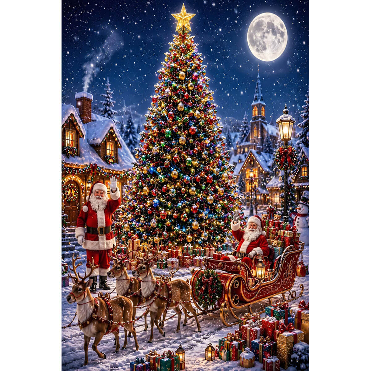 1000-Piece Premium Wooden Jigsaw Puzzle for Adults – Santa's Christmas Eve Arrival | Artisan Crafted, Whimsical Shapes & Unique Designs, Best Relaxation Gift