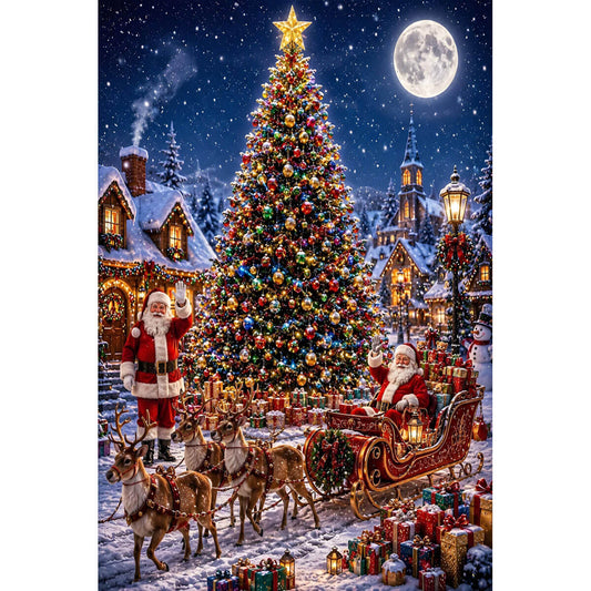 1000-Piece Premium Wooden Jigsaw Puzzle for Adults – Santa's Christmas Eve Arrival | Artisan Crafted, Whimsical Shapes & Unique Designs, Best Relaxation Gift