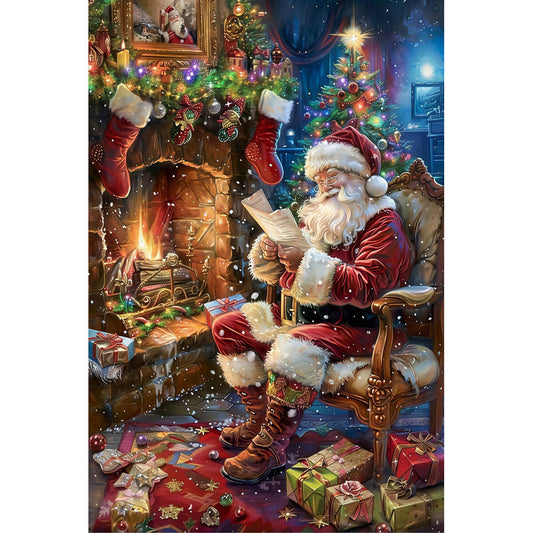 1000-Piece Premium Wooden Jigsaw Puzzle for Adults – Santa's Cozy Christmas Eve  | Artisan Crafted, Whimsical Shapes & Unique Designs, Best Relaxation Gift
