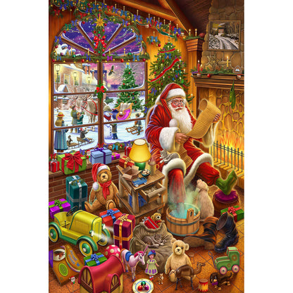 1000-Piece Premium Wooden Jigsaw Puzzle for Adults – Santa's Jolly Toy Workshop | Artisan Crafted, Whimsical Shapes & Unique Designs, Best Relaxation Gift