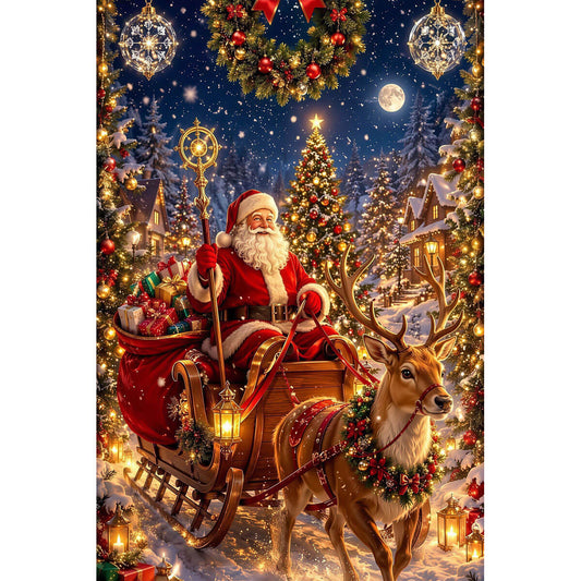 1000-Piece Premium Wooden Jigsaw Puzzle for Adults – Santa's Sleigh Ride with Reindeer | Artisan Crafted, Whimsical Shapes & Unique Designs, Best Relaxation Gift