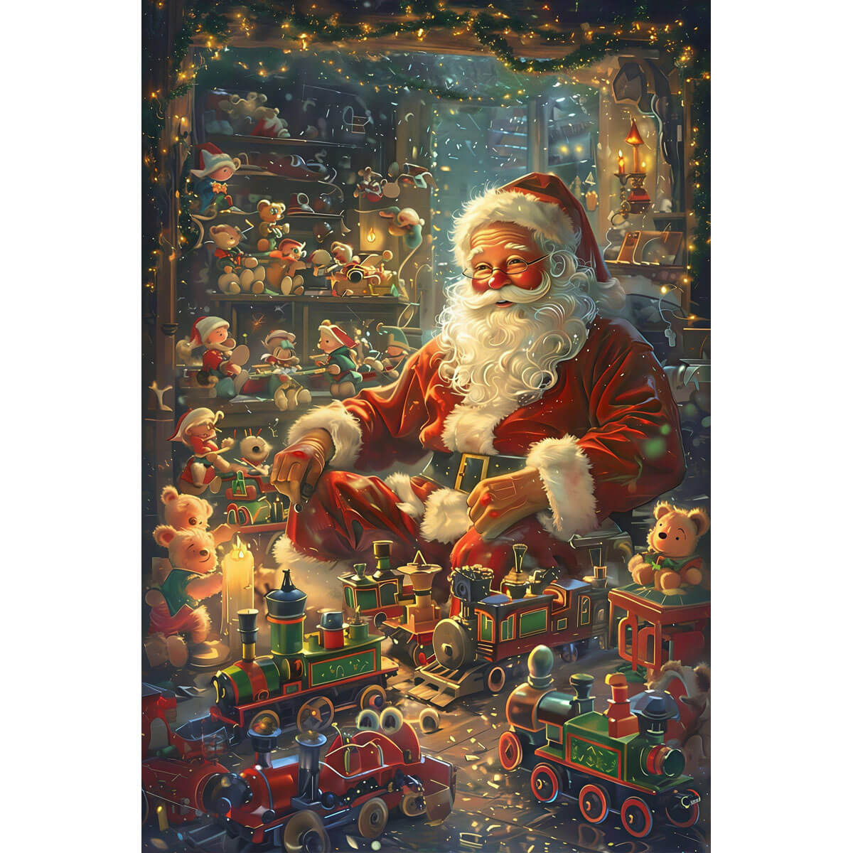 1000-Piece Premium Wooden Jigsaw Puzzle for Adults – Santa's Toy Workshop Delight | Artisan Crafted, Whimsical Shapes & Unique Designs, Best Relaxation Gift