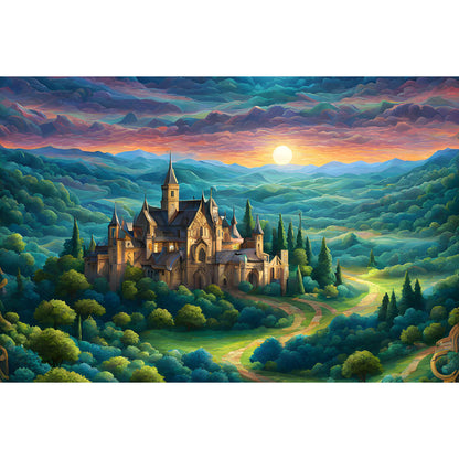 1000-Piece Premium Wooden Jigsaw Puzzle for Adults – Scène d'un Paysage de Fantaisie | Artisan Crafted, Whimsical Shapes & Unique Designs, Best Relaxation Gift