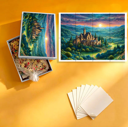 1000-Piece Premium Wooden Jigsaw Puzzle for Adults – Scène d'un Paysage de Fantaisie | Artisan Crafted, Whimsical Shapes & Unique Designs, Best Relaxation Gift
