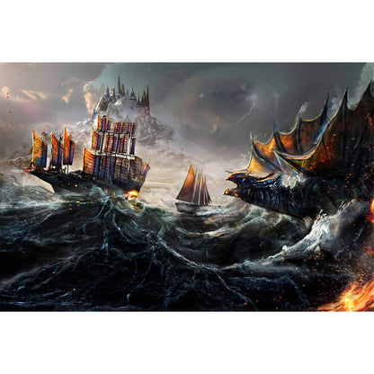 1000-Piece Premium Wooden Jigsaw Puzzle for Adults – Sea Monster Encounter | Artisan Crafted, Whimsical Shapes & Unique Designs, Best Relaxation Gift