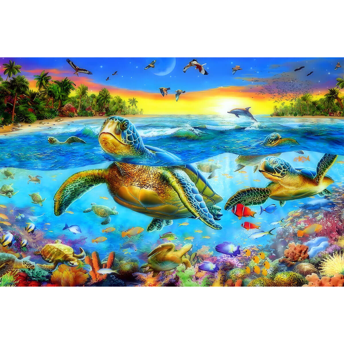 1000-Piece Premium Wooden Jigsaw Puzzle for Adults – Sea Turtles | Artisan Crafted, Whimsical Shapes & Unique Designs, Best Relaxation Gift