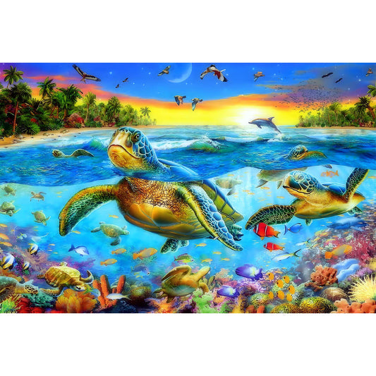 1000-Piece Premium Wooden Jigsaw Puzzle for Adults – Sea Turtles | Artisan Crafted, Whimsical Shapes & Unique Designs, Best Relaxation Gift